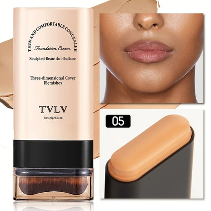 Blushimmer TVLV Velvet Moist Light Eraser Foundation Stick with brush for flawless concealer and long-lasting face makeup.