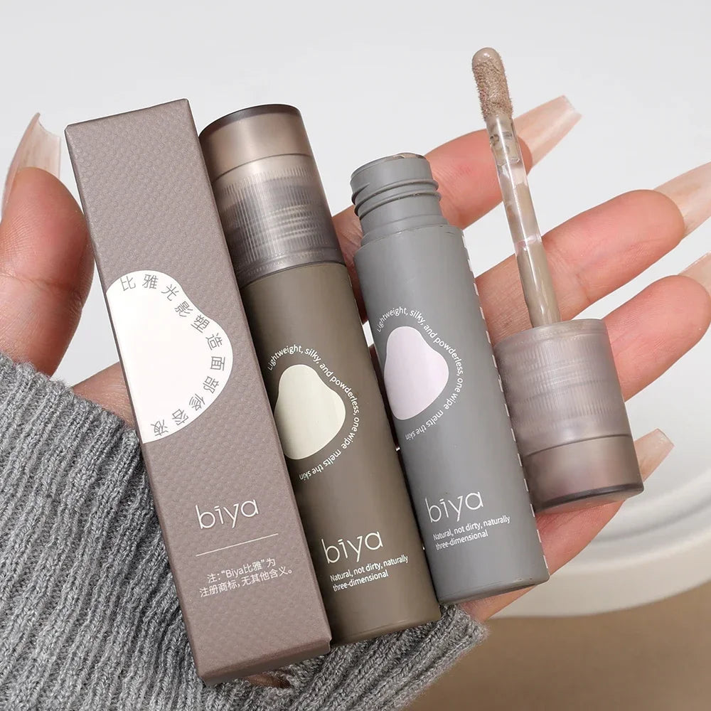 Blushimmer face brightening liquid bronzer and contour makeup with waterproof formula, natural finish, and highlighter for facial sculpting