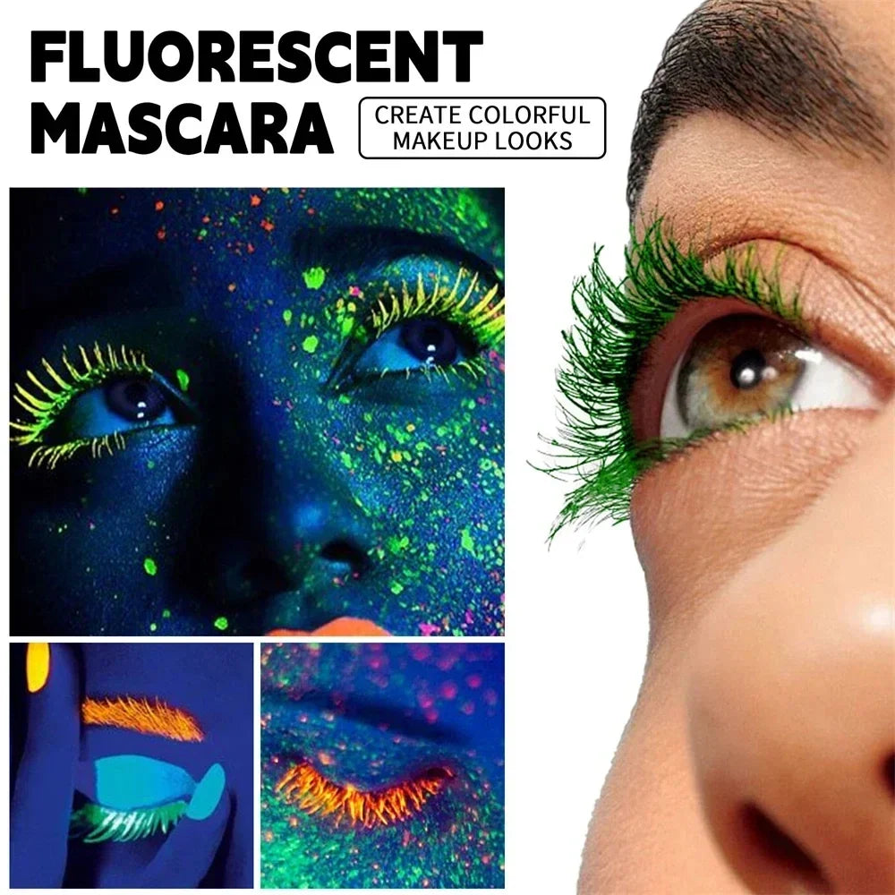 Blushimmer 6-color neon waterproof mascara with luminous pigment, quick-drying, non-caking formula for dramatic eyelash extension makeup