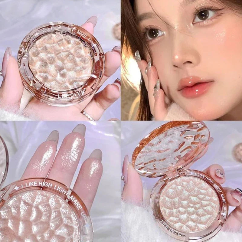Blushimmer Crystal Bright Light High Gloss Powder with pearl finish, brightening makeup for young girls, blush and face powder.