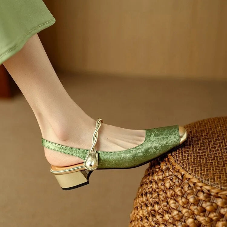 Women's Temperament Baotou Sandals Summer New Square Head Shallow Mouth Soft Sole Fashion Thick Heel Shoes