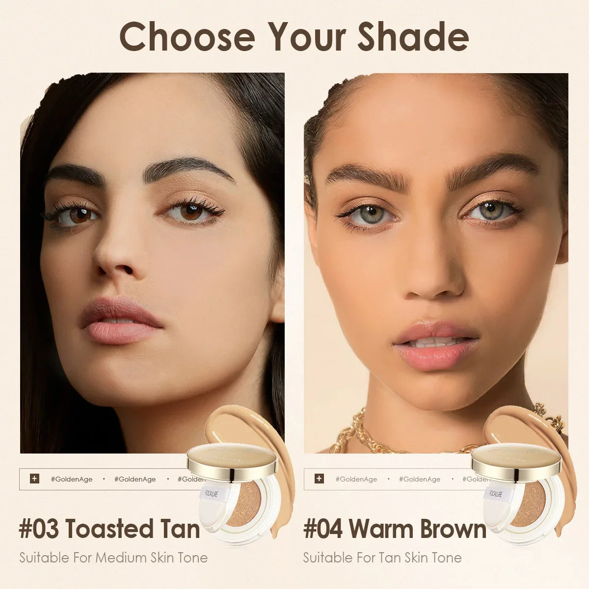 Blushimmer FOCALLURE waterproof matte foundation cushion with high coverage, smooth finish, and poreless, nutritious face makeup.