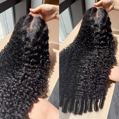 Burmese curly lace frontal wig with 13x6 and 13x4 transparent HD lace, pre-plucked, 200% density, natural human hair from Selvanelle