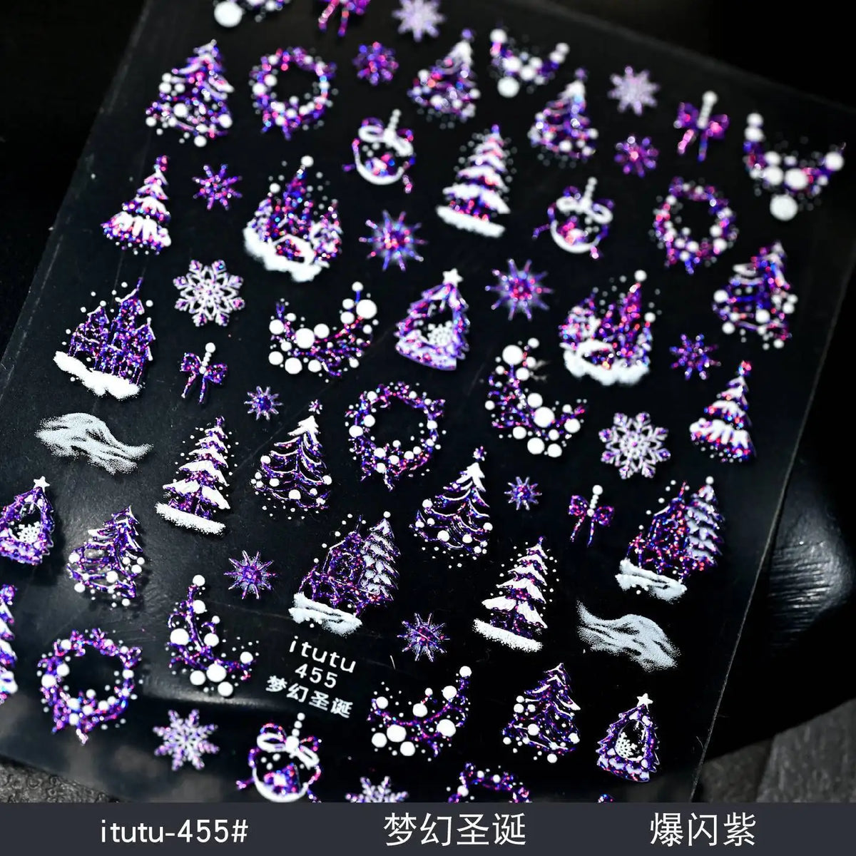 Silver Christmas snowflake nail stickers from Blushimmer, self-adhesive metal decals for winter manicure and holiday nail art.