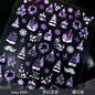 Silver Christmas snowflake nail stickers from Blushimmer, self-adhesive metal decals for winter manicure and holiday nail art.