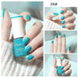 Blushimmer no-bake nail polish with glitter sequins, quick-dry UV nail varnish, shown on nail art tools.