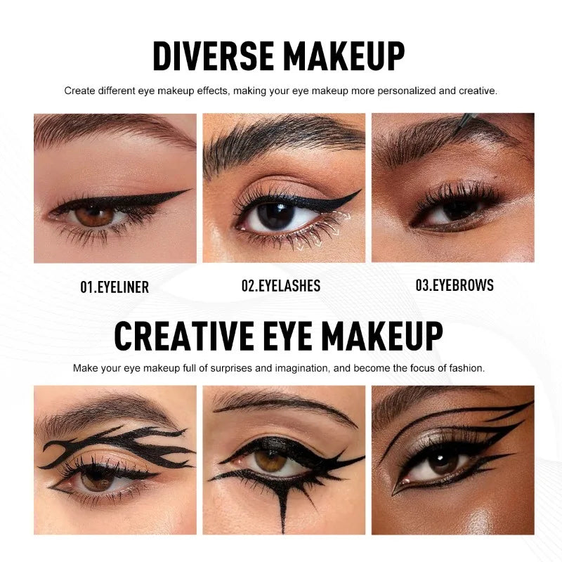 Blushimmer 5-piece set of waterproof liquid eyeliner pens with ultra-fine tips for long-lasting, charming black eye makeup.