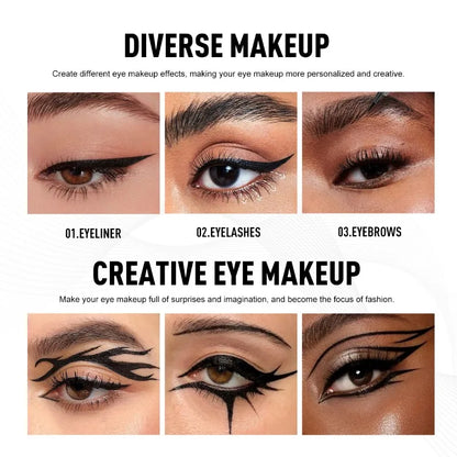 Blushimmer 5-piece set of waterproof liquid eyeliner pens with ultra-fine tips for long-lasting, charming black eye makeup.