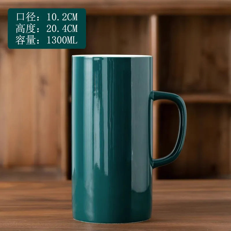 Creative Ceramic Mug Super Large Capacity Coffee Milk Mugs Handle Cup Ceramic Cup 1000ml/1300ml Large Capacity Water Cups