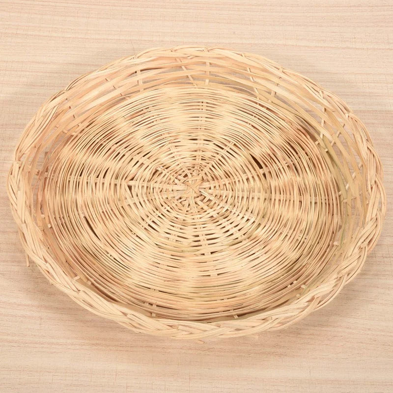 Bamboo Paper Plate Holder - 10 Inch Round Woven Plate Holder, Reusable Paper Plate Holders For Picnic Party