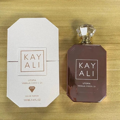 Blushimmer KAYALI 100ml women's floral eau de parfum with plum, jasmine, tuberose, vanilla, and suede for a long-lasting scent.