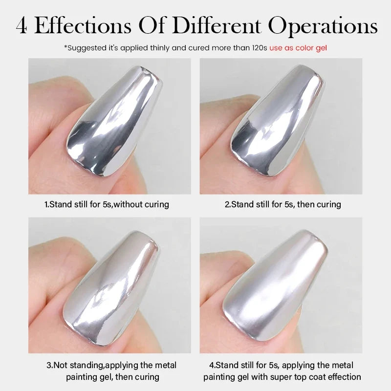 Blushimmer Born Pretty metallic 5ml silver gel polish with mirror finish, perfect for nail art and soak-off gel manicures.