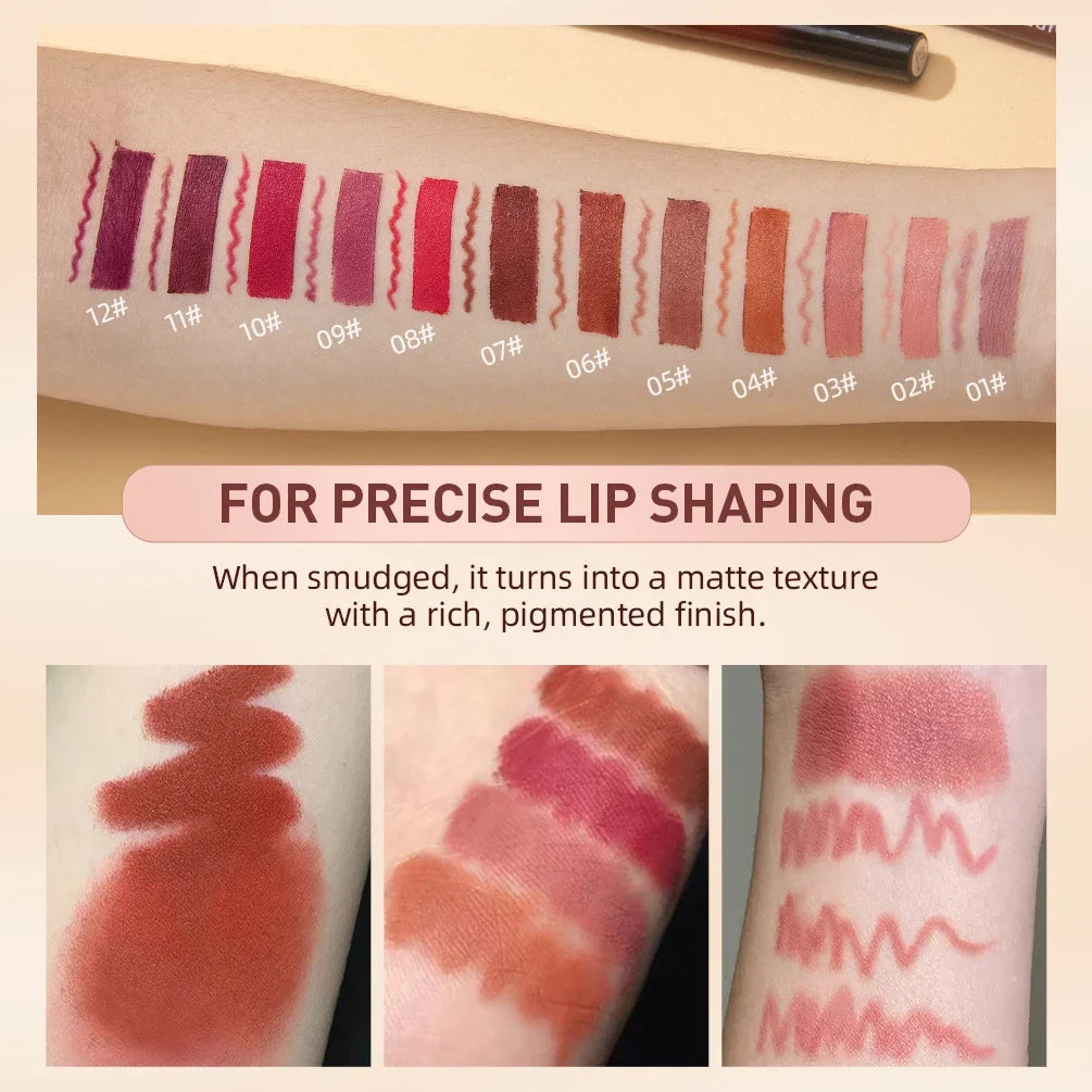 Blushimmer QIBEST 2-pack matte red lipstick and lip liner pencils for contouring and long-lasting, sexy red lip makeup.