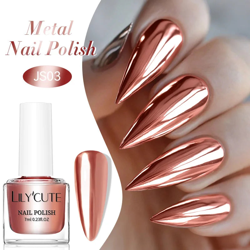 Blushimmer LILYCUTE 7ml metallic nail polish bottle with mirror red and purple finish, showcasing a shiny, reflective nail effect.