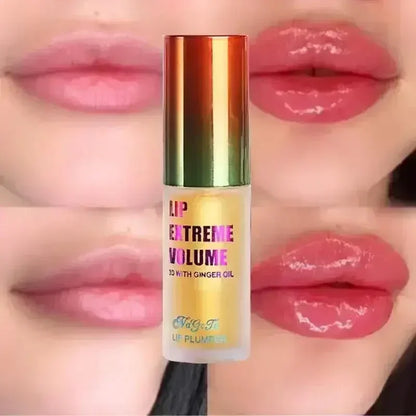 Blushimmer ginger and mint lip plumper oil and serum for fuller, smoother lips with natural glow and youthful appearance.