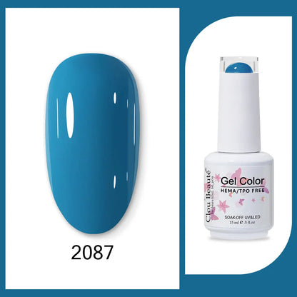 Clou Beaute 15ml neon gel nail polish in red, black, white, green with velvet top coat, semi-permanent gel nail varnish by Blushimmer