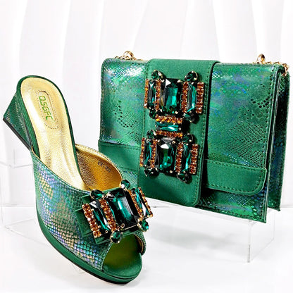 Luxurious EdleessFashion shoes and matching bag set for parties, elegant design, perfect for special occasions.