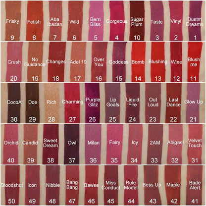 Blushimmer matte vegan liquid lipstick in mirror tube, long-lasting waterproof lip gloss for wholesale bulk purchase.