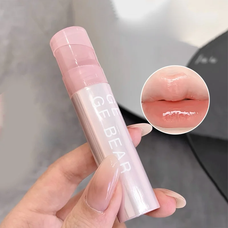 Blushimmer Gege Bear Water Gel Lip Gloss with clear shine, hydrating formula, and natural finish on lips.