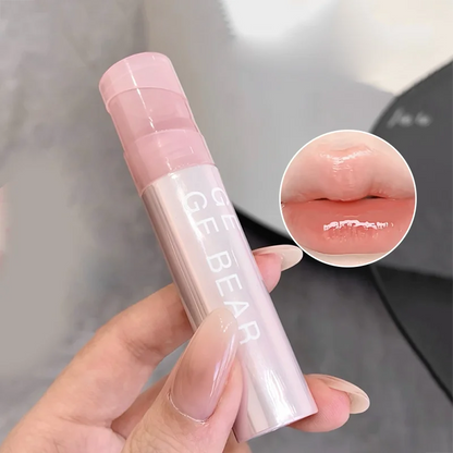 Blushimmer Gege Bear Water Gel Lip Gloss with clear shine, hydrating formula, and natural finish on lips.
