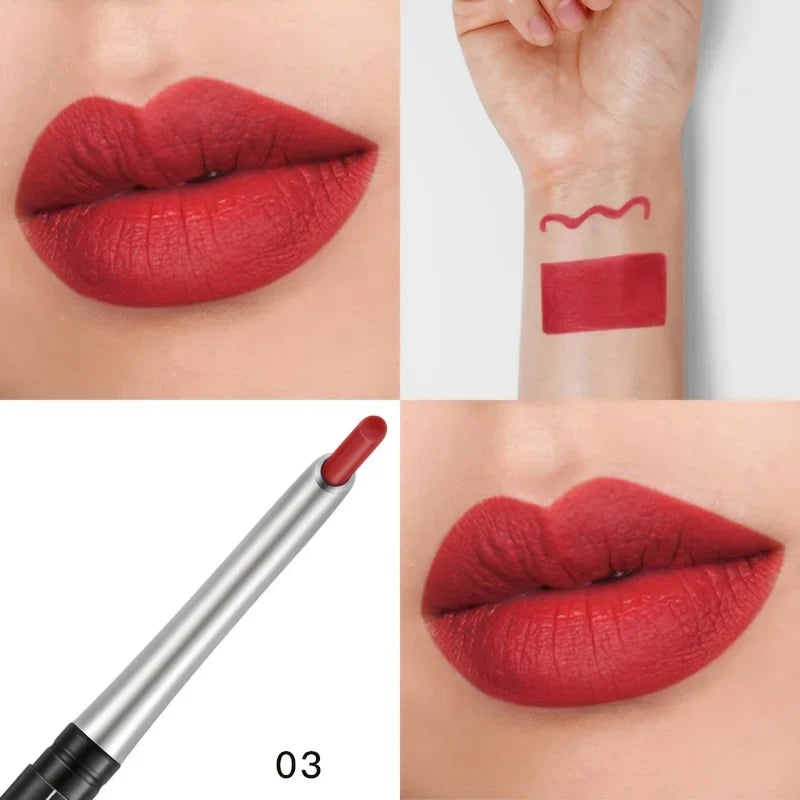 Blushimmer waterproof matte red lipliner pencil with long-lasting, moisturizing, non-stick lipstick for contour and tint on lips.
