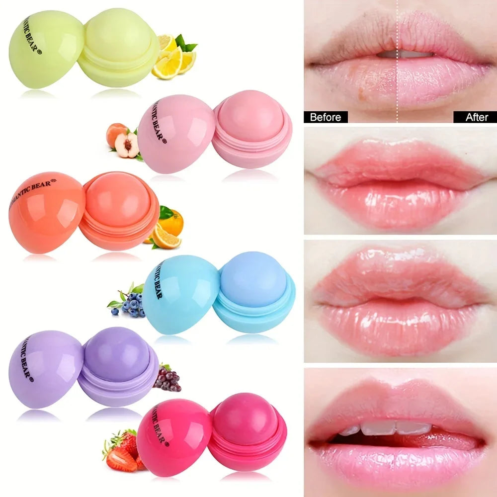 Blushimmer cute ball-shaped lip balm in pastel pink with a non-stick cup, hydrating and soothing lip plumper for soft lips.