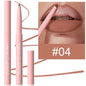 Blushimmer velvet matte lip liner pencil in soft nude and red brown shades, waterproof and plumping for lip contouring.