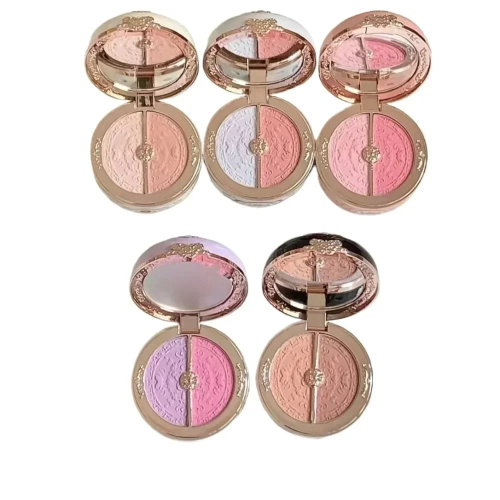 Blushimmer Flower Knows Blusher Butterfly Cloud Collar Duo for dark skin, peach matte finish, blush box for cheeks.