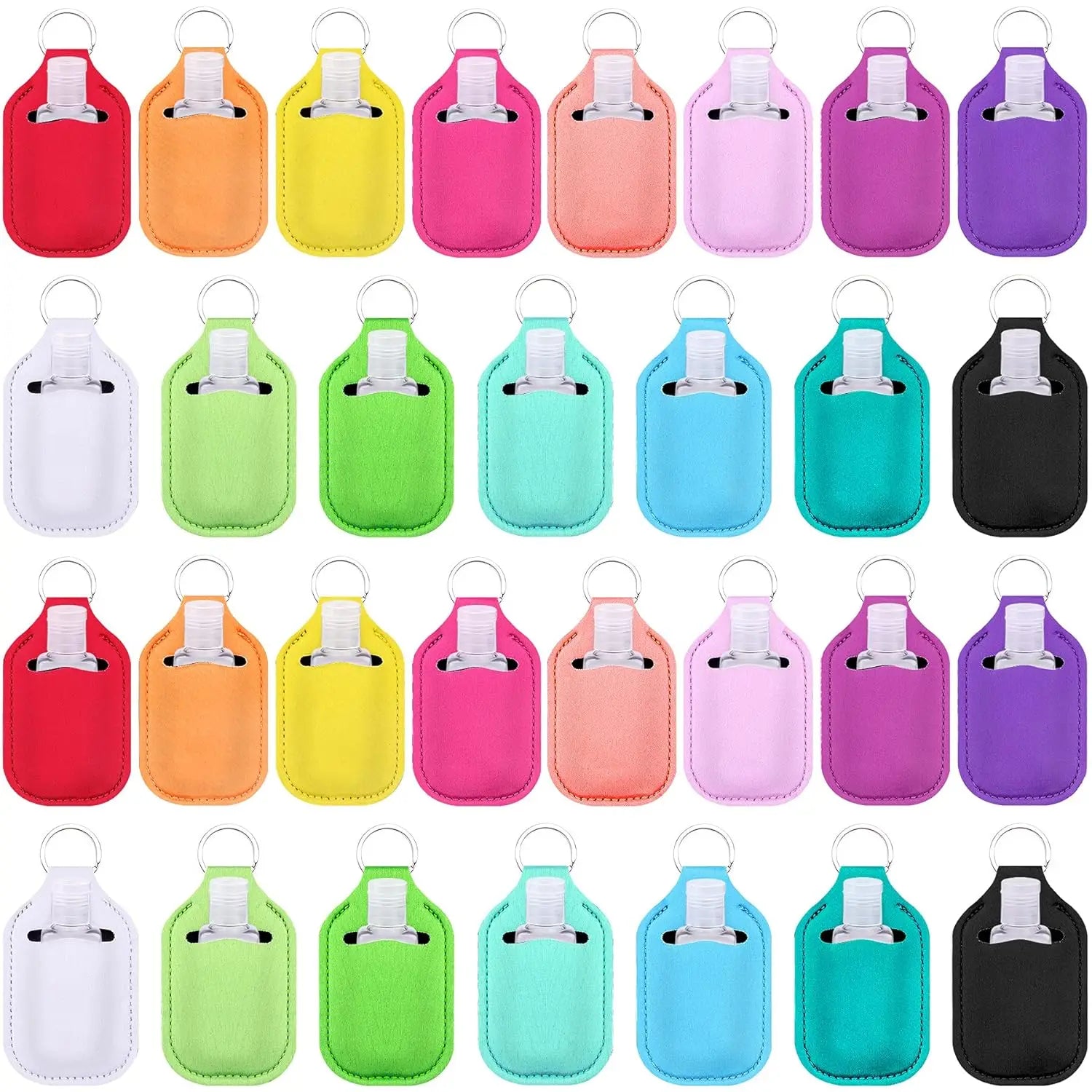 60pcs Hand Sanitizer Keychain Holders Empty Travel Bottles Set Reusable Clear Bottles& Hand Sanitizer Holder for Backpack Purse