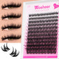 Blushimmer WOSHEER eyelash clusters kit with faux mink lashes, lash bond, seal, and remover for DIY eyelash extension application.
