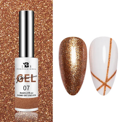 Blushimmer 5ML gold and silver metallic gel polish with chrome mirror finish, semi-permanent UV LED nail gel for a bright French manicure.