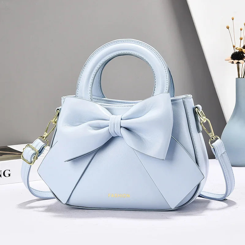 Elegant Korean Style Butterfly Knot Women's Bags Soft PU Leather Shoulder Bag for Women Fashionable Trendy Small Handbag women