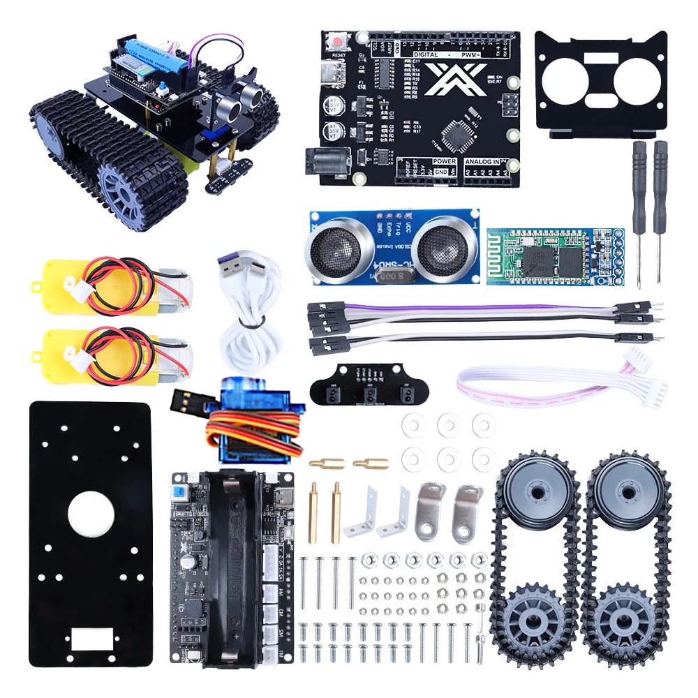 Smart Tank Car Robot with Line Tracking Bluetooth and  Tracked Chassis V2.0 Kits for Programmable Projects