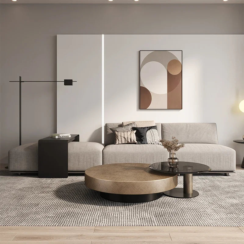 Designer Stainless Coffee Tables European Luxury Round Tea Table Living Room Furniture Italian Tempered Glass Furniture Home