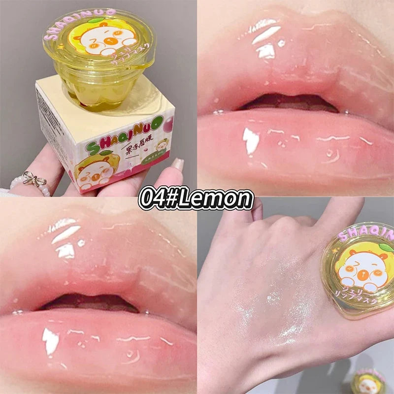 Blushimmer Shaqinuo Jelly Lip Mask in red, moisturizing and hydrating sleep lip balm with fruit aroma, suitable for winter dryness.
