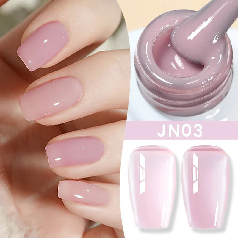 Blushimmer Born Pretty Jelly Nude Gel Nail Polish 10ml in light pink peach, translucent UV cure gel for nail art DIY at home