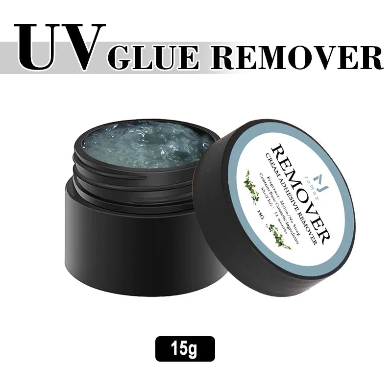Blushimmer JOMAY 0.5Sec eyelash extension glue in black, fast-drying UV lash adhesive with lash remover for professional eyelash extensions.