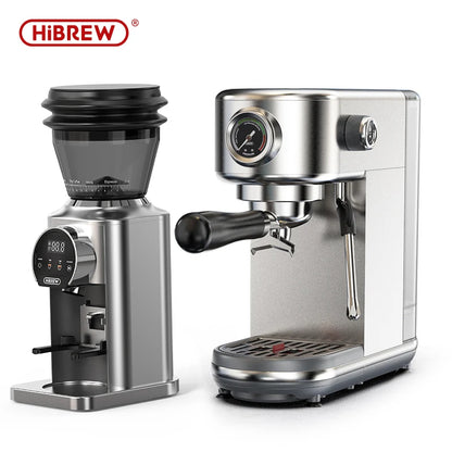HiBREW 20 Bar semi-automatic espresso coffee machine with adjustable temperature, slim design, and cappuccino maker features.