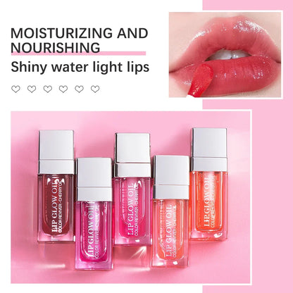 Blushimmer Crystal Jelly Moisturizing Lip Oil and Tinted Lip Gloss with plumping and glossy finish on lips.