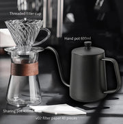 Hand Brewed Coffee Maker Coffee Filter Sharing Pot Set Borosilicate Glass Dripper Set Coffee Server with V02 Coffee Filter