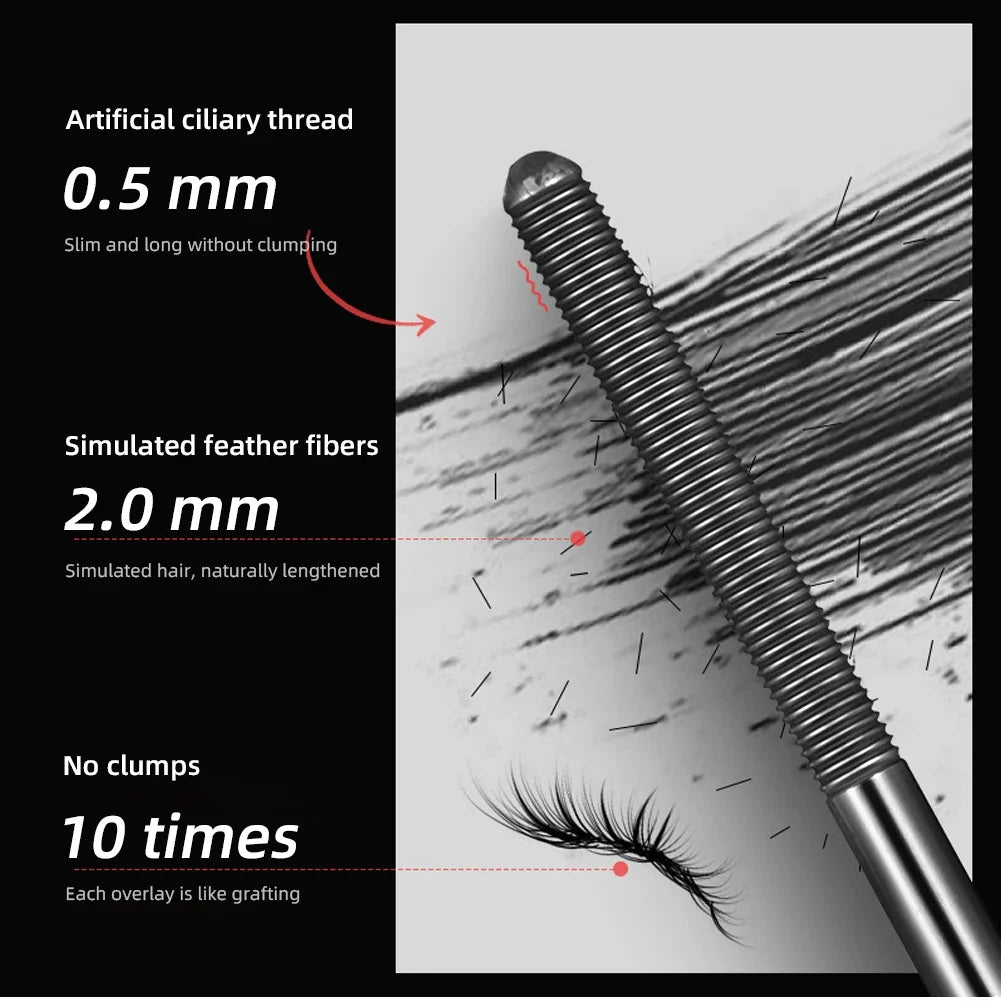 Blushimmer waterproof black metal iron mascara with silk fiber for long, curling eyelashes and non-clumping eye makeup.