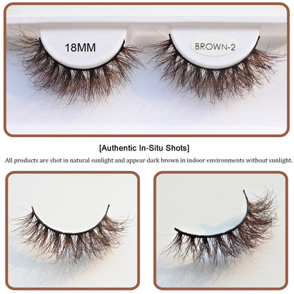 Blushimmer red siren brown fluffy mink lashes 2026, soft natural strip eyelashes for cosplay and luxurious eye enhancement.