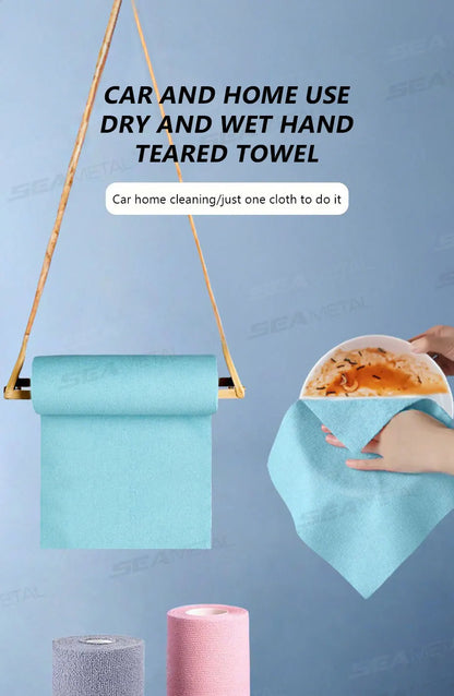 SEAMETAL Reusable Cleaning Wipe Car Household Kitchen Cloth Microfiber Towel Rolls Dish Rags Wash Paper Towel 20 Sheets/1 Roll