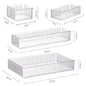 Transparent Blushimmer plastic desk storage box with multiple compartments for jewelry, makeup, and small items organizer.