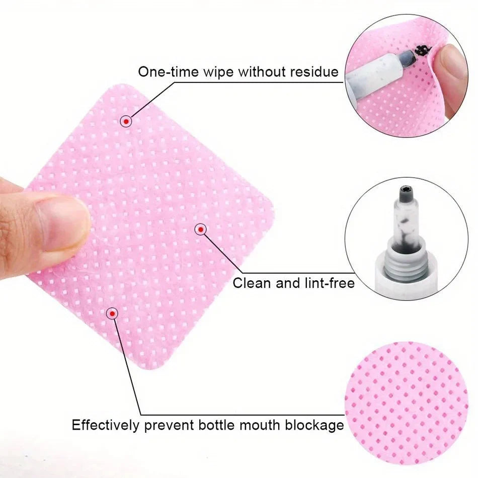 Blushimmer lint-free nail wipes and gel cleansing tissues for nail polish removal and beauty cleaning, aluminum-free pads.