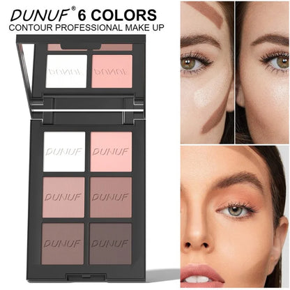 Blushimmer 6-color blush palette with highlighter, contour, and bronzing powders for natural, long-lasting, multi-color makeup.