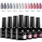 Blushimmer 7-piece nail gel polish set with vibrant colors for DIY nail art, long-lasting UV gel, and manicure decoration.