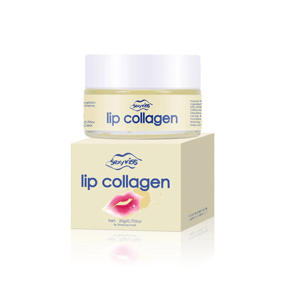 Blushimmer Lip Collagen Sleeping Mask in 20g jar with silicone lip brush for deep moisturizing and brightening lips overnight.