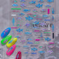 5D Deep Sea Fish Nail Art Stickers Shimmery Bubble Colorful Marine Life Nail Decals Summer Ocean Self Adhesive Manicure Decal