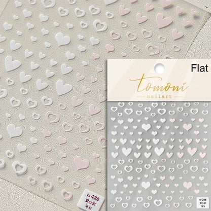 Colorful Cat's Eye 5D gradient European love heart gem nail art stickers with geometric crystals, self-adhesive for manicures.